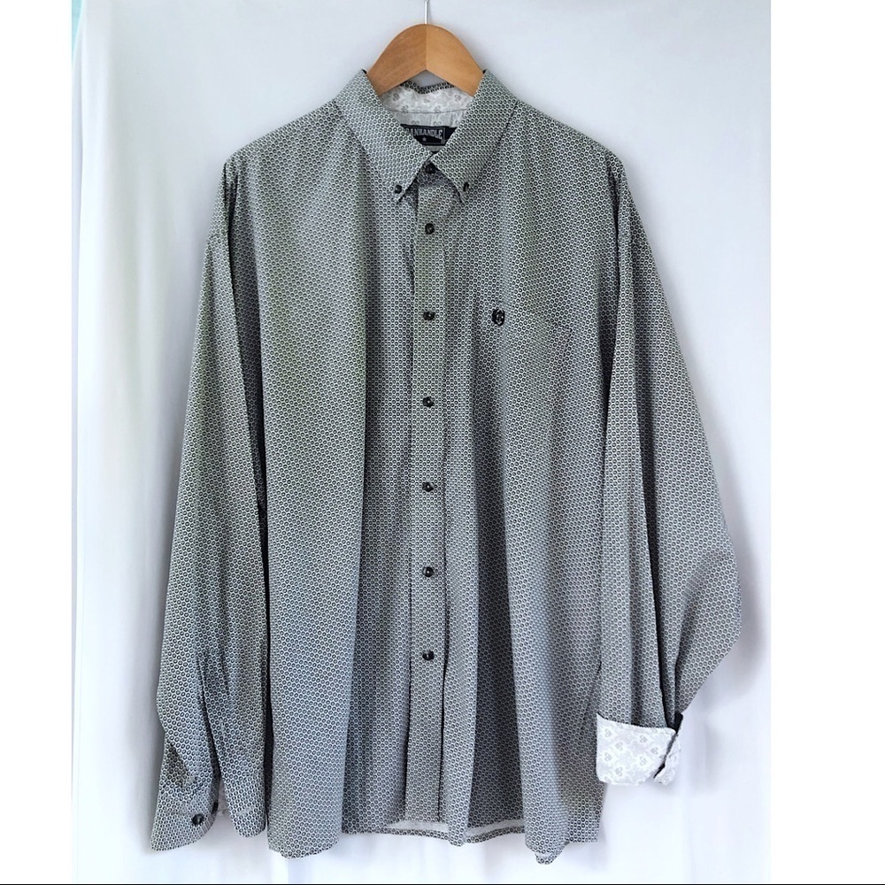 Panhandle Slim Gray Geometric Dress Shirt XL